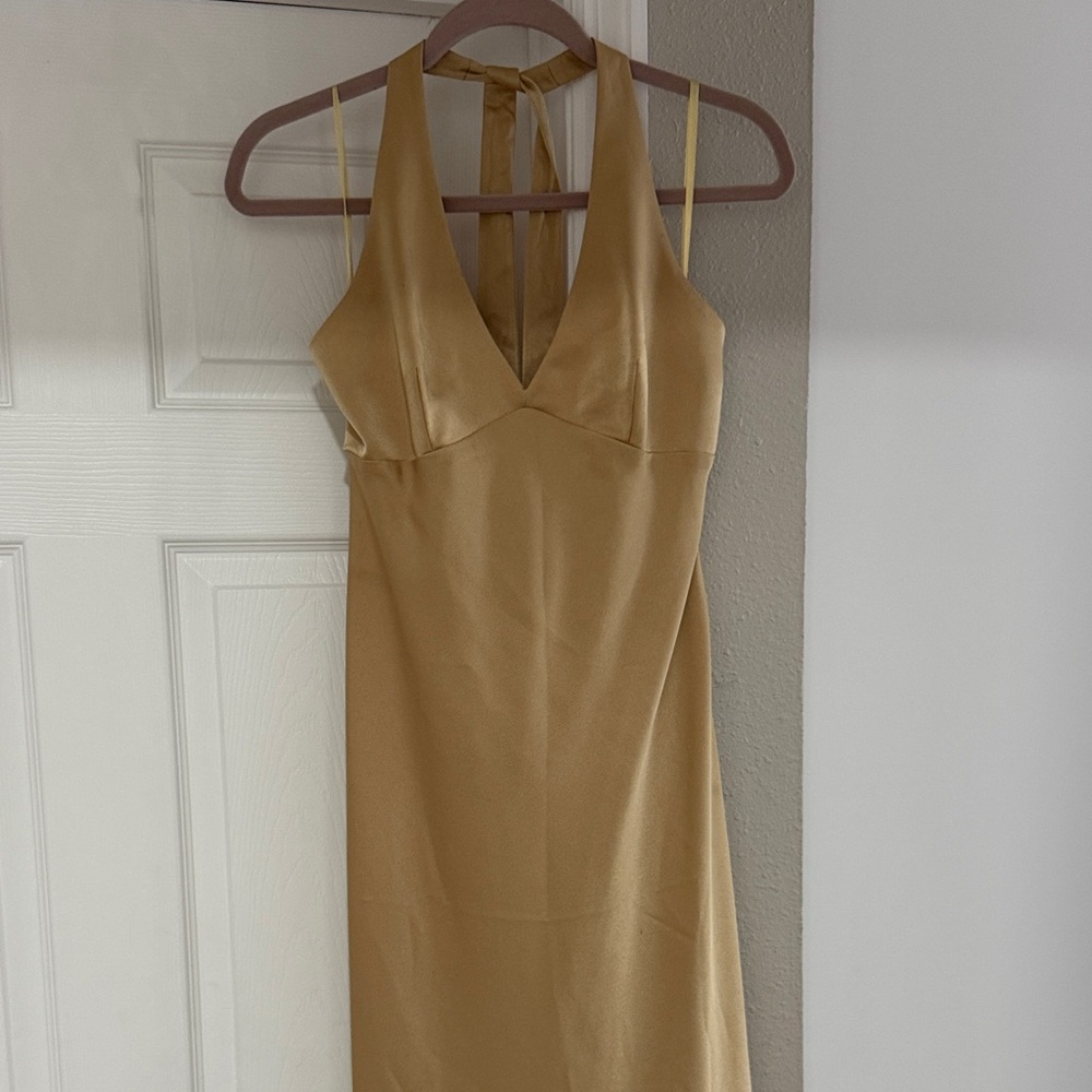 BCBG Max Azria Gold Halter Dress